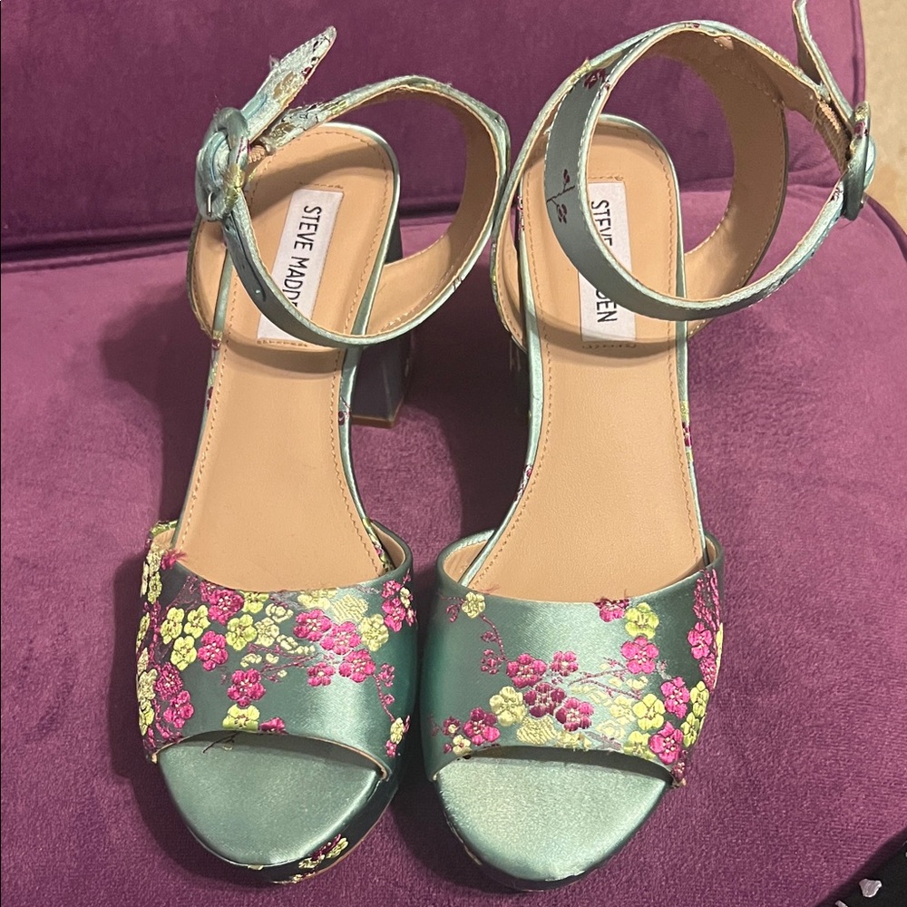 Steve Madden Womens Tickle Fabric Open Toe Casual Slingback Sandals Size 7.5